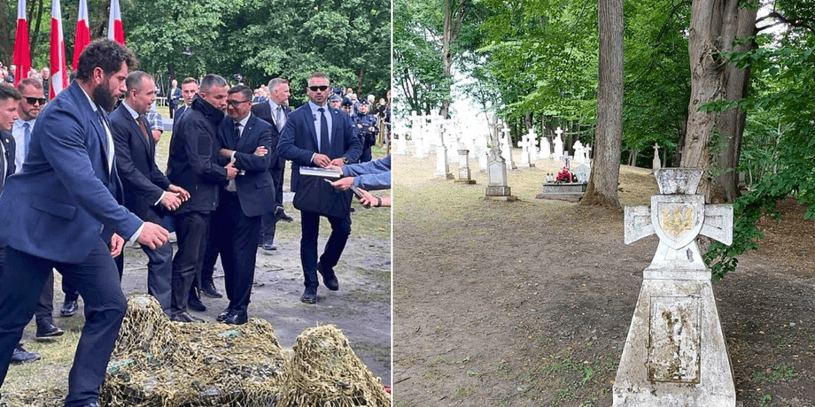 В Радруже украинские могилы закрыли маскировочными сетками.